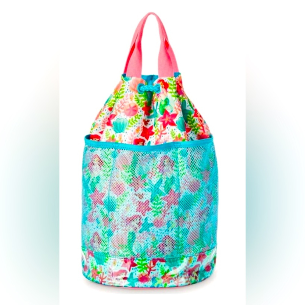 Disney Store The Little Mermaid Ariel And Flounder Swim Drawstring Beach Bag